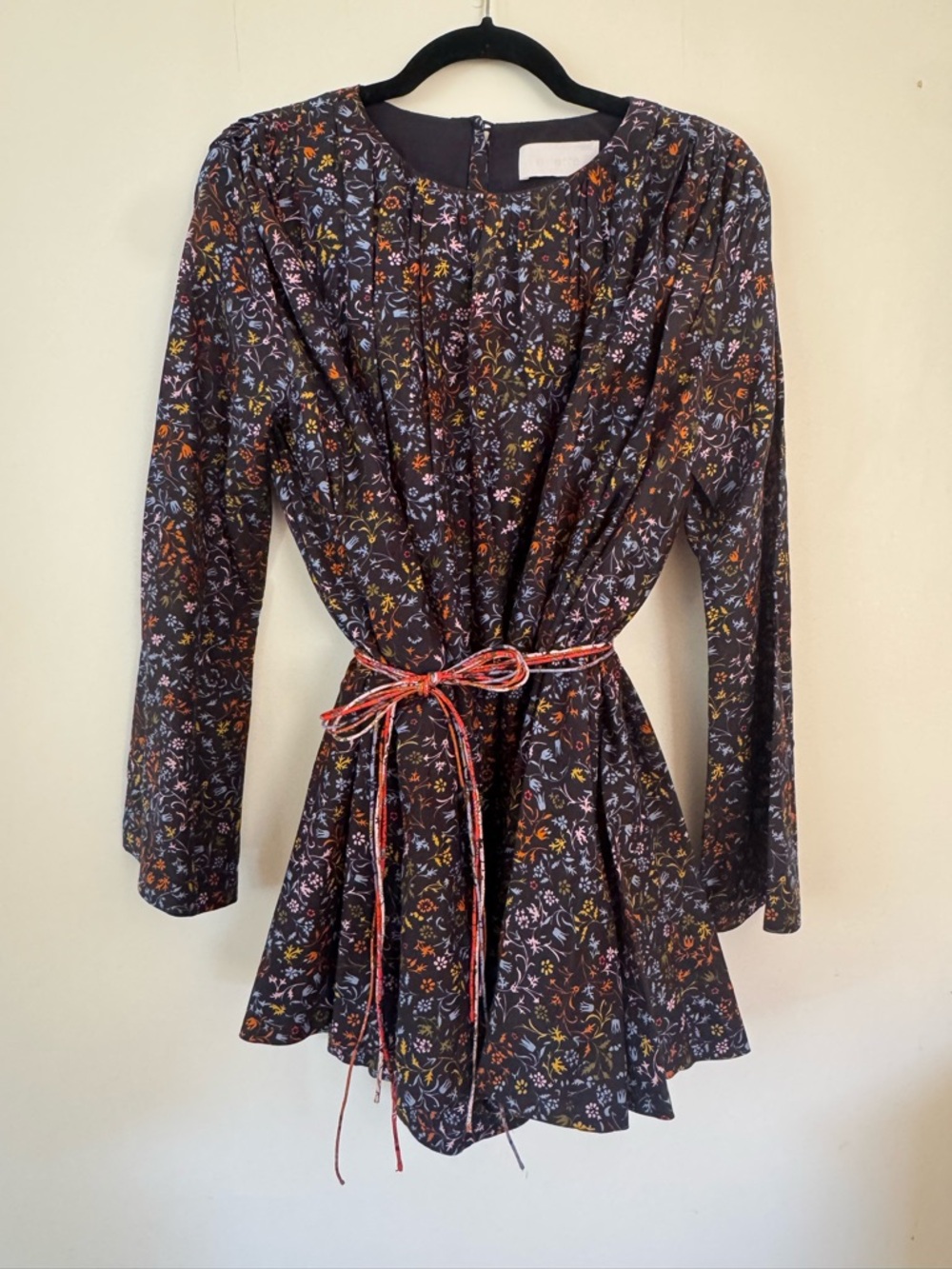 Floral Navy Long-Sleeve Mini Dress - Picture 3 of 3
